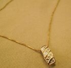Gold Plated Sterling Silver .925 Necklace With Pendant Diamond Chip Italy