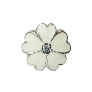 Pandora Primrose White Enamel Clear CZ & Sterling Silver Clip Charm 791822EN12 - Picture 1 of 7