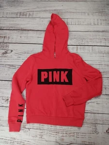  Victoria's Secret Sweatshirt Women's X-Small Red 1/4 Zip Pink Logo Pullover  - Picture 1 of 9