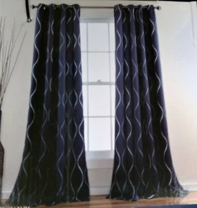 Pannelli Tenda Mezza Luna Girevole Oscuramento Camera Navy 2 Pannelli 104"x84" Decorazione Lussureggiante - Foto 1 di 7