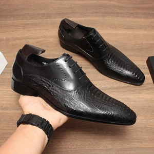 Zapatos de cuero formales de negocios británicos para hombre zapatos informales de cuero de vaca en punta - Imagen 1 de 19