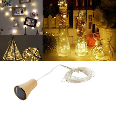 1M 1.5M 2M Solar LED Copper Cork Wire String Lights Wine Bottle Xmas Decoration - Image 1 of 4