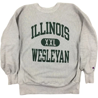 Sudadera De Colección Años 90 Illinois Wesleyan Champion Tejido Inverso Deletrear Crew Talla XL Foto 1 de 4