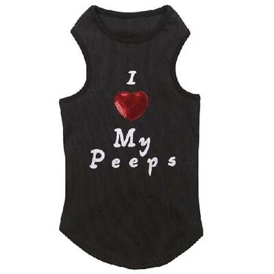 Casual Canine Black I Love My Peeps Dog Apparel T-Shirt (XXS 8 Inch)  NWT - Image 1 of 2