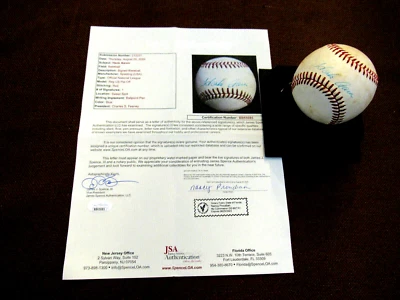 HANK AARON BRAVES HOF SIGNED AUTO SPALDING GAME USED CHARLES FEENEY BASEBALL JSA - Image 1 of 4