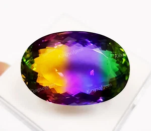 72 Ct Doublet Glass Stone Multi Color Tourmaline Oval Cut Stone Loose Gemstone - Picture 1 of 6