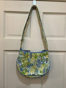 Vera Bradley Purse Green Blue Yellow Spring Floral Zip Closure Shoulder Strap - Picture 1 of 9