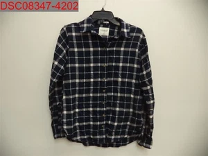 Abercrombie & Fitch Women’s Navy White Plaid Soft Boyfriend Flannel, Size XS - Picture 1 of 7