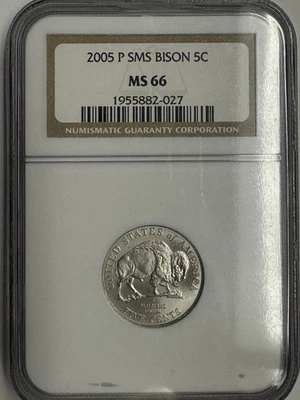 2005-P NGC SMS MS 66 BISON JEFFERSON NICKEL - $5.00 FLAT RATE SHIPPING - Image 1 of 4