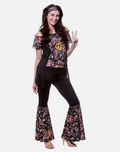 Disfraces Malvados Groovy Hippie Para Mujer Años 60 70 Vestido Elegante Disfraz Med - Imagen 1 de 1