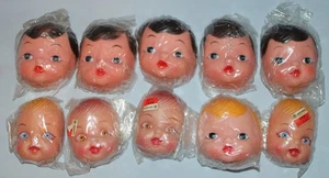 NOS 10 Vintage Vinyl Baby Doll 1/2 Heads Faces Hands & Bottle Blond & Brunette - Picture 1 of 2
