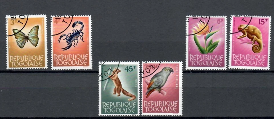 TOGO FRENCH COLONIES AFRICA BIRDS BUTTERFLIES FLOWERS USED STAMPS LOT (TOG 250) - Image 1 of 1