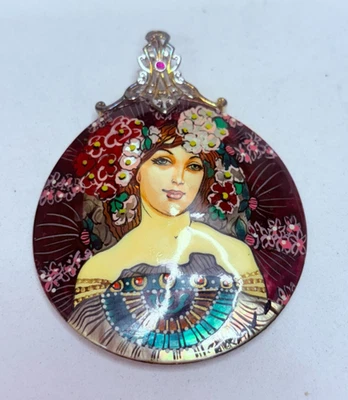 Colgante soñador concha pintada vintage Michael Valitutti gemas de plata en boga Foto 1 de 4