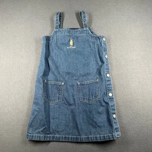 Vintage Ralph Lauren Girls 5 Denim Adjustable Jumper Dress Cute Teddy Bear - Picture 1 of 12