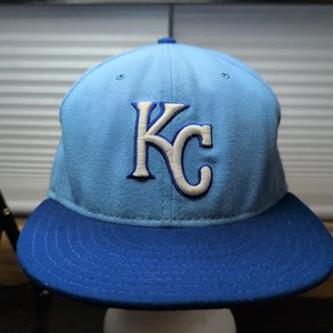 Kansas City Royals New Era 59fifty MLB Fitted Hat Cap (Size 7 1/4) Blue - Picture 1 of 10