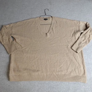J.Crew Damen Pullover Large Beige Kaschmir V-Ausschnitt Boyfriend H0764 - Bild 1 von 11