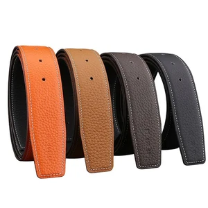 Fashionable 3.8mm/3.2mm Double-sided Lychee Grain Top Layer Cowhide Blank Belt - Picture 1 of 14