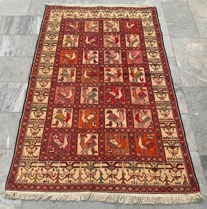 4x6 ft Fine Quality Vintage Handmade Moroccan/Afghan Rug Traditional Sumak Rug - Picture 1 of 15