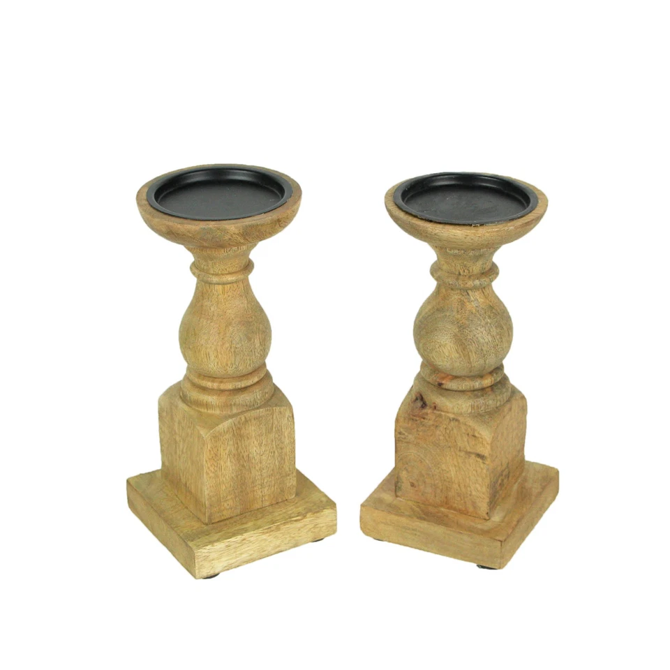 2件套木制灯座烛台乡村风格中心装饰品家居装饰 — 第 1/1 张图片