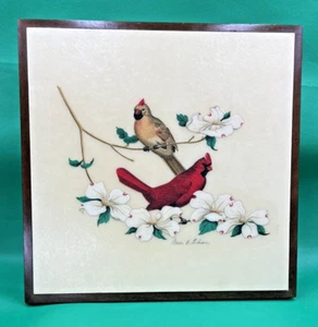 VTG Cardinals Birds Wall Art / Table Top Grace Gilmore Fiberglass MCM 1960's 14" - Picture 1 of 18