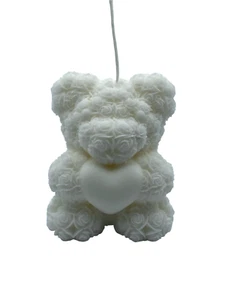 Valentine Candle Flower Bear Handemade - Picture 1 of 11