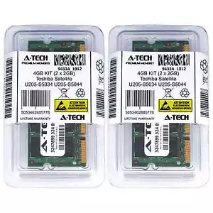 4GB KIT 2 x 2GB Toshiba Satellite U205-S5034 U205-S5044 U205-S5057 Ram Memory - Picture 1 of 1
