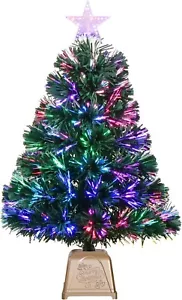 24inch Green Fiber Optic Christmas Tree, Pre-Lit Artificial Mini Christmas Tree - Picture 1 of 8