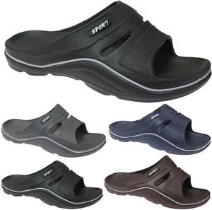 NEW MENS FLIP FLOPS SLIP ON SLIDERS SUMMER BEACH BOYS MULES POOL SHOWER SHOES SZ - Picture 1 of 9