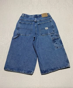 Vintage Old Navy Carpenter Jean Shorts Boys Size 18 Blue Denim Jorts 28×15 - Picture 1 of 12