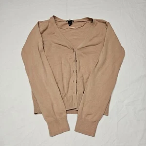 H&M Basic Fine Knit V Neck Button Up Front Cardigan (Sand Tan) Size XS - Picture 1 of 10