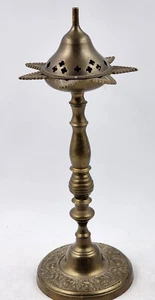 Ornate 7-Pointed Brass Star Incense Holder Burner 12” Tall w/Lid - Picture 1 of 11