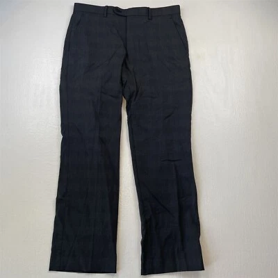 John Varvatos 32x30 灰色格子格子羊毛西装男式正装裤子 — 第 1/4 张图片