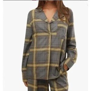 NUEVO Top de pijama WeWoreWhat X Revolve verde a cuadros manga larga con botones XS acogedor - Imagen 1 de 5