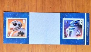 NEW VERY RARE STAR WARS SET OF 2 ROYAL MAIL 1ST CLASS STAMPS BB-8 & R2 D2 - Picture 1 of 5