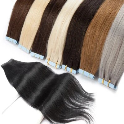 European 100% Remy Human Hair Tape in Extensions THICK Balayage Ombre Blonde US - Image 1 of 4