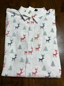 Jogal Men’s Christmas Tree Reindeer Button Up Shirt NWT Size 3XL - Picture 1 of 4