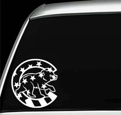 Calcomanía adhesiva de vinilo con diseño de bandera nacional con logotipo de Chicago Cubs Foto 1 de 2