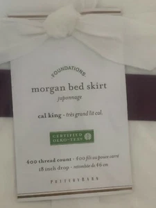 Morgan Banded Organic Percale Bed Skirt -Cal King-Madiera stripe - Picture 1 of 5