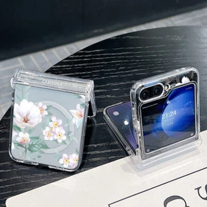 Für Samsung Z Flip6 Flip5 Flip4 Magnet Klar Blume Stoßfest Hard Case Hülle - Bild 1 von 29