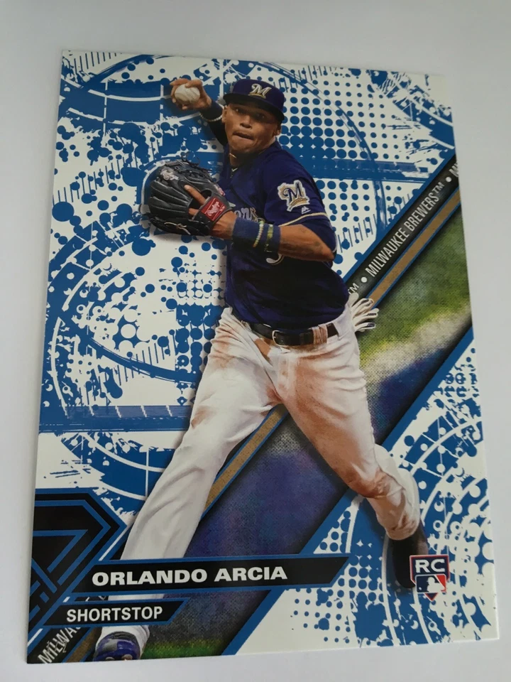 2017 Topps High Tek Jumbo 5x7 Orlando Arcia Brewers RC HTOA Blue #'d 1/2 - Image 1 of 1