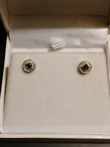 Diamond Cluster Earrings Black And White Sterling Silver - Picture 1 of 5