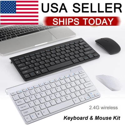 Mini 2.4G Wireless Keyboard & Mouse Combo Ergonomic for iPad Laptop Computer PC - Image 1 of 4