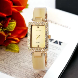 Orologio da polso EXCELLANC Ø32 donna cristallo fodera cinturino in metallo donna oro strass - Foto 1 di 8