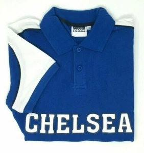Boys Kids Chelsea Football Cotton Blue White Short Sleeve Polo Shirt age 7-12 - Picture 1 of 3