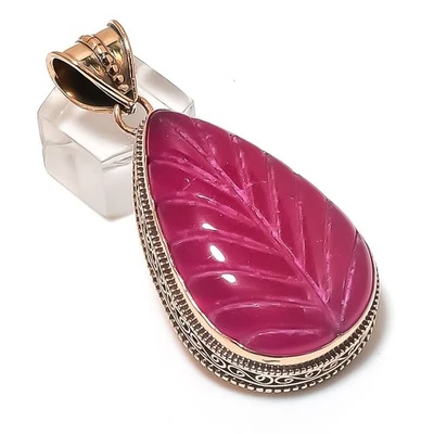 Ruby(Simulated) Gemstone Handmade Copper Jewelry Pendant 2.44 Gift n993 - Image 1 of 4
