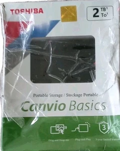 Toshiba Canvio Basics 2TB Portable External Hard Drive Black Box Damage - Picture 1 of 2