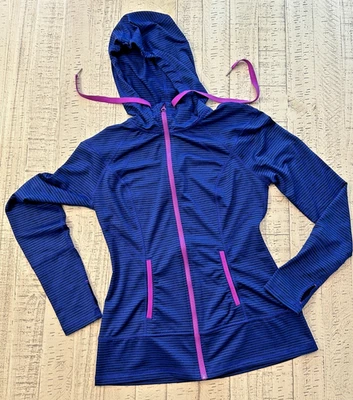 Chaqueta Lukka Sudadera con Capucha Ropa Activa Azul Rayas Púrpura Agujeros para Pulgar Pequeña Foto 1 de 4