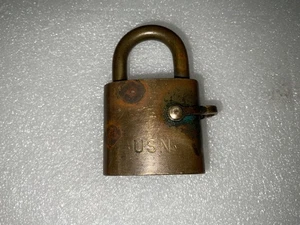 Vintage US Navy Messing Vorhängeschloss von Hurd Detroit USA USN ohne Schlüssel - Bild 1 von 10