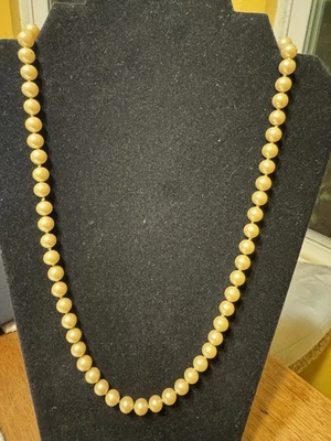 Vintage Freshwater Pearl Hand Knotted 24” Necklace w/65 Pearls 8 mm~56 Grams - Image 1 of 4