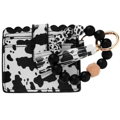  Women Wallet Cow Print Coins Purse Clutch Purse with Wristlet Wallet Credit - Image 1 of 4